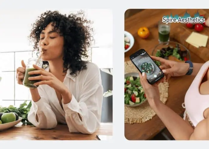 Image of woman looking into her diet and fat freezing Newcastle under Lyme to improve her health